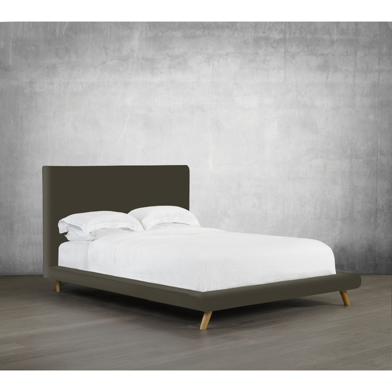 Lit plateforme tapissier Brownell, Double, Chocolat
