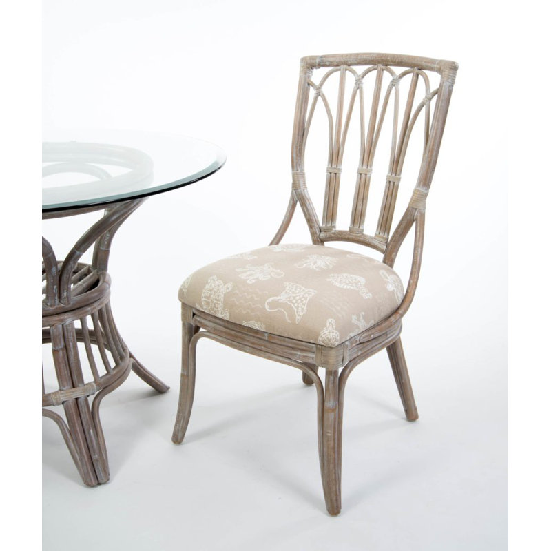 Chaise rembourrée Chanavia Cuba, Bois flotté rustique, Blanc antique Marshall