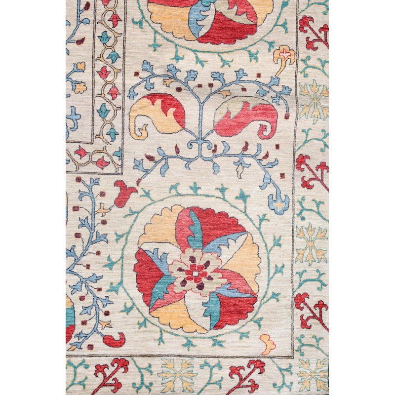 Tapis ivoire rectangulaire unique 8 pi 1 po x 11 pi 4 po Mazar