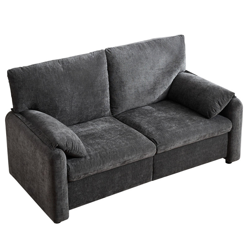 Canapé rembourré 2 places avec coussins en duvet Jax Chenille, Gris