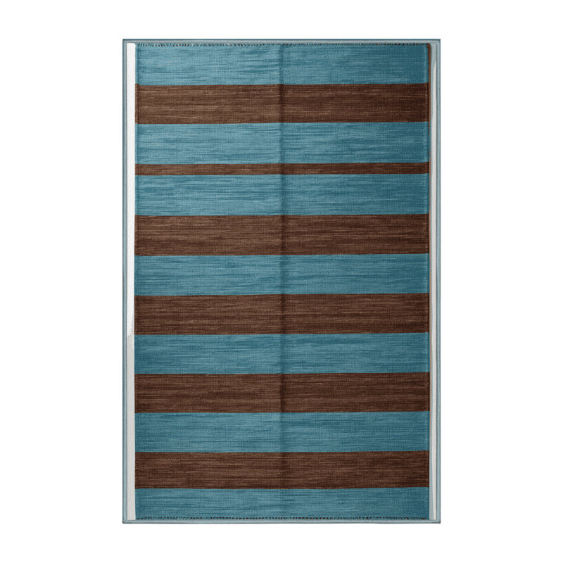 Tapis bleu à rayures horizontales lavable à la machine, Tapis de couloir 2 pi x 4 pi