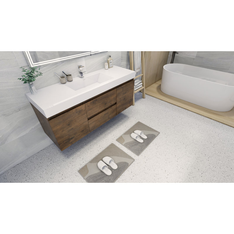 Ensemble de meuble-lavabo simple 60 po Carny, Bois de rose