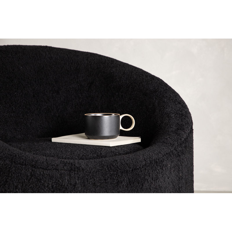 Dejean Upholstered Swivel Barrel Chair, Black