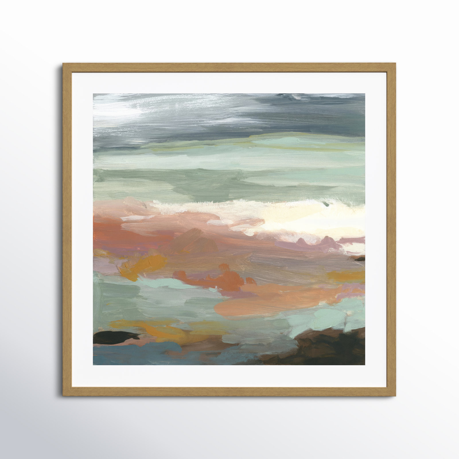 Ocean Bluffs by Carol Robinson - Painting Print on Paper, Picture Framed Paper, 28.75" H x 28.75" W, Silver
