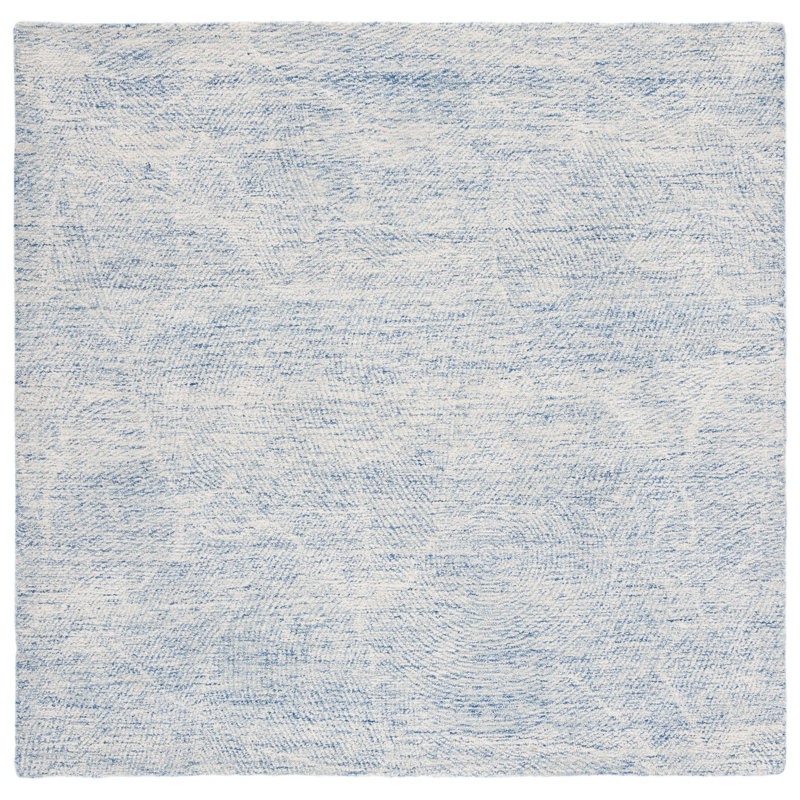 Bouldin Handmade Tufted Wool Blue Area Rug, Square 8'