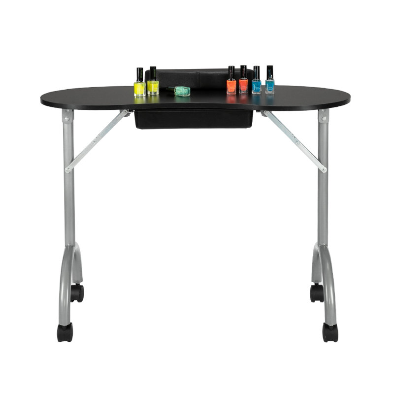Foxton 90.9cm x 40.1cm Foldable Craft Table with Wheels, Black