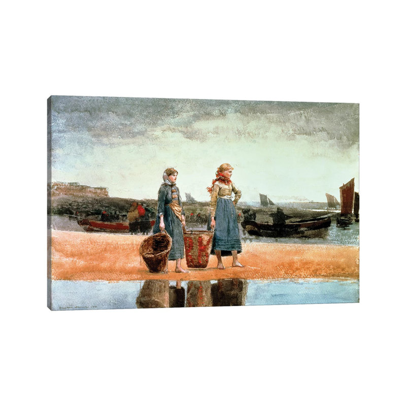 Two Girls on the Beach, Tynemouth, 1891 by Winslow Homer - 1 Piece Wrapped Canvas Wall Art