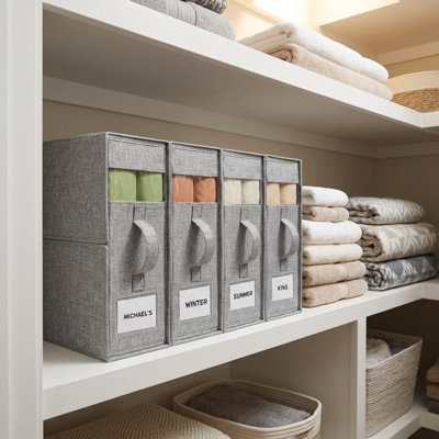 Set of 4 Sheet Storage Organizers for Linen Closet