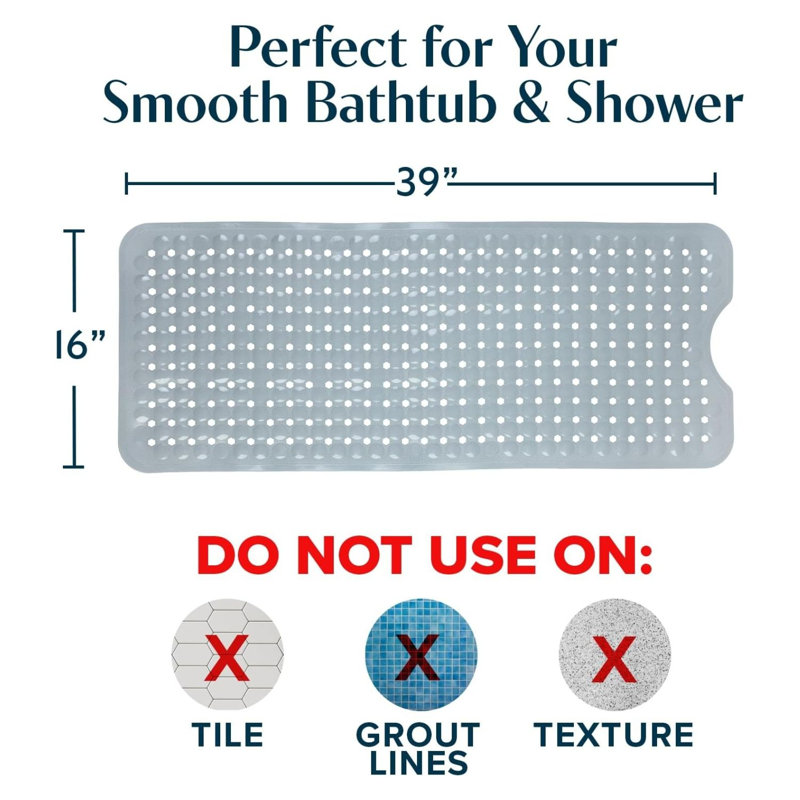 Tapis de bain antidérapant Power Grip 39 x 16 gris uni
