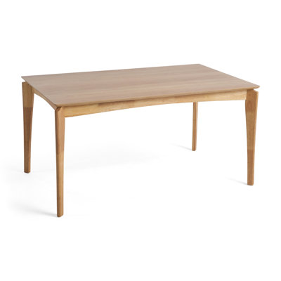 Table d'appoint de style Mid-Century, aspect chêne naturel, fabrication en bois d'hévéa et en faux bois, salle à manger 4 à 6 objets en bois d'hévéa, plateau de table, convient à 4 à 6 chaises