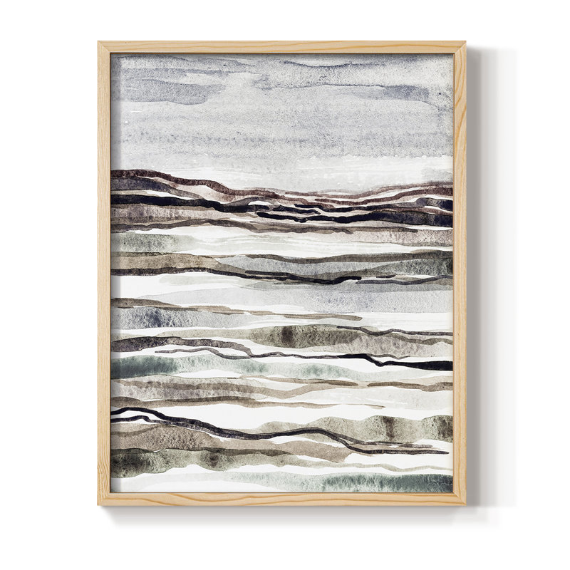 «Mute Earth Layers I», reproduction encadrée - bois massif, Naturel, H 11 po x l 9 po