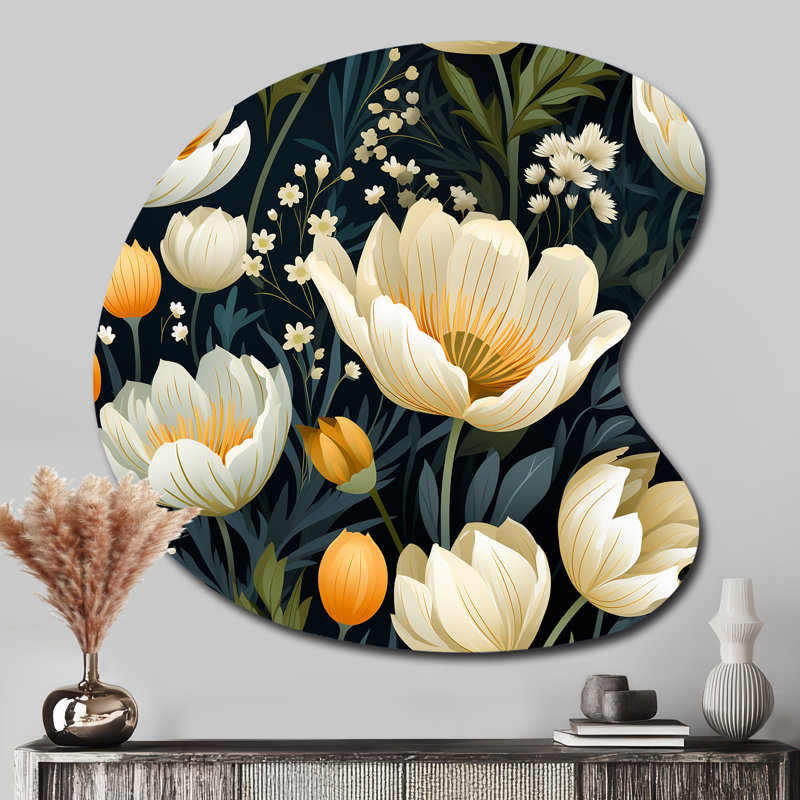 Epine - Décoration murale asymétrique en métal floral, reproduction de sculpture murale en métal de forme irrégulière