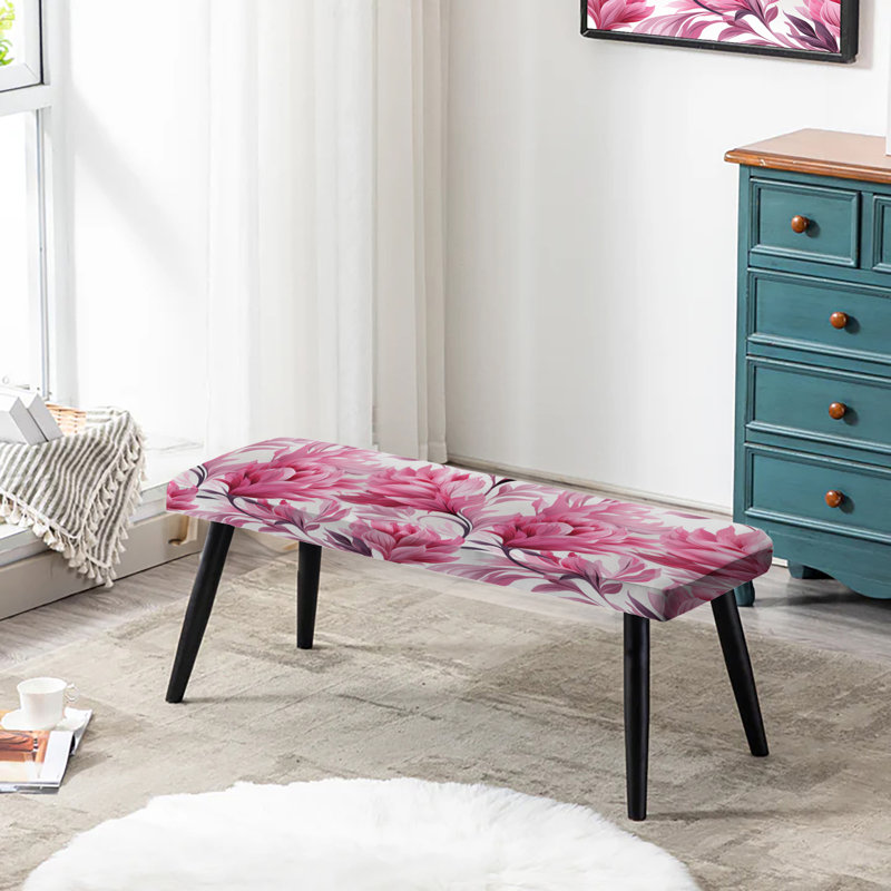 Banc rembourré floral rose Ikat