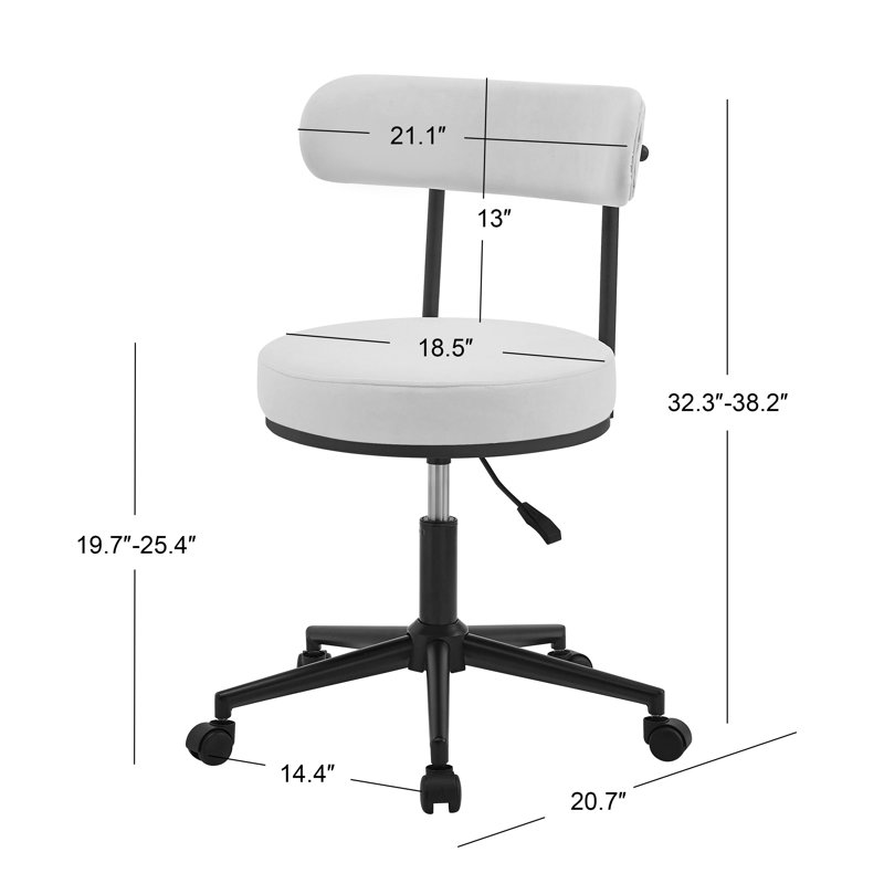 Chaise de bureau réglable Horta, Velours, Beige