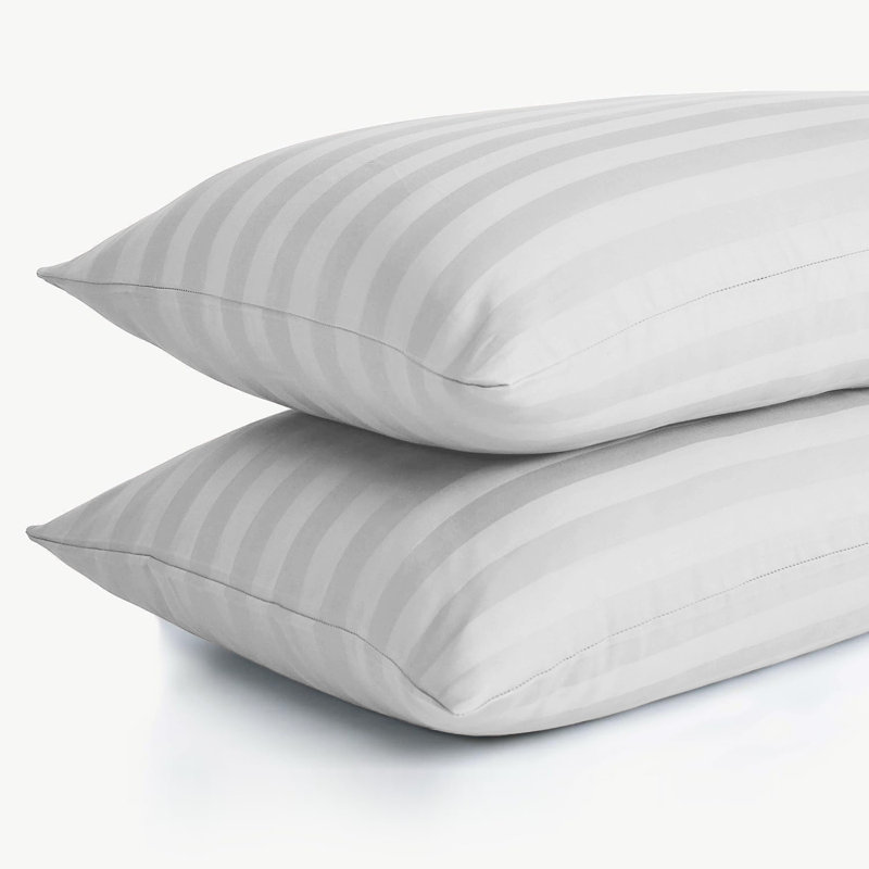 Aspire Homeware Ultra Soft & Breathable Microfiber Striped Pillowcase (Pack Of 2), White