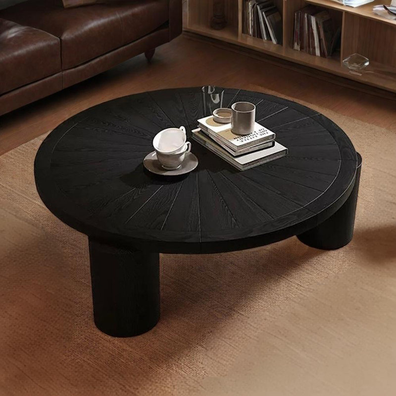 Table basse ronde légère et luxueuse, H 13,8 po x L 39,4 po x l 39,4 po, Noir, noir, noir, noir