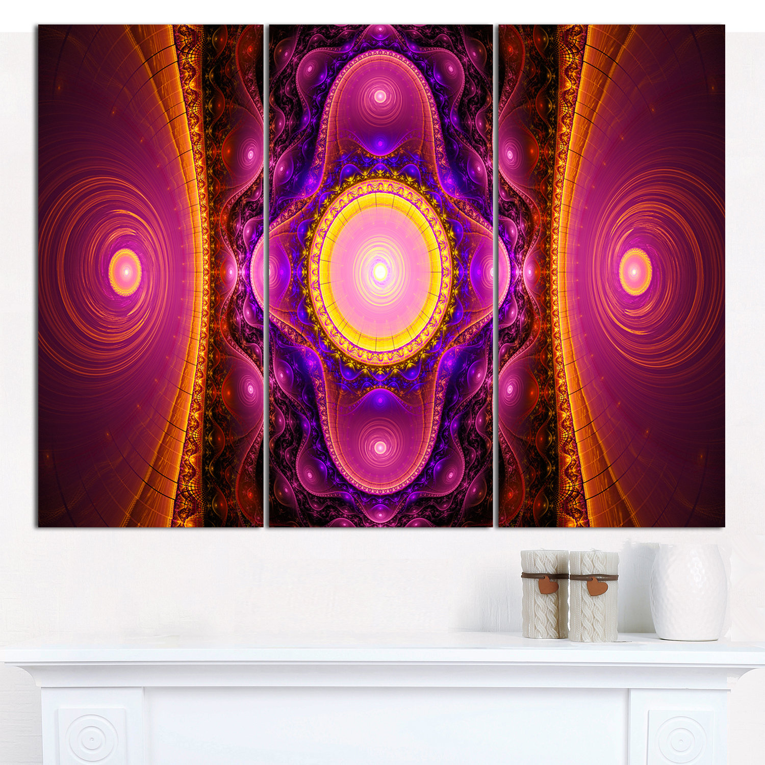 Design Art 'Pink Cryptical Fractal Design' Graphic Art Print Multi ...
