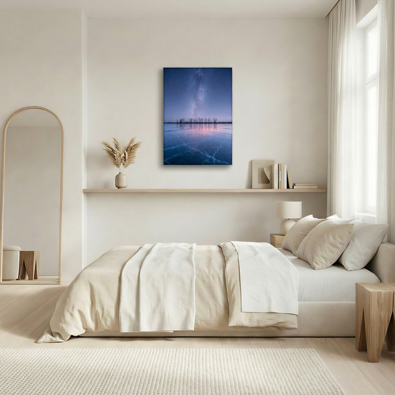 Starry Sky Canvas Wall Art Oil Painting Print Set Of 1, 36"H x 24"W, Wrapped Canvas
