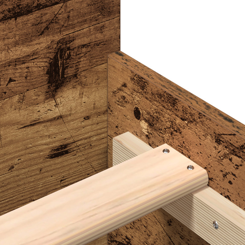 Bed Frame Set Of 2 Solid Oak Wood 200 X 200 Cm, Old wood