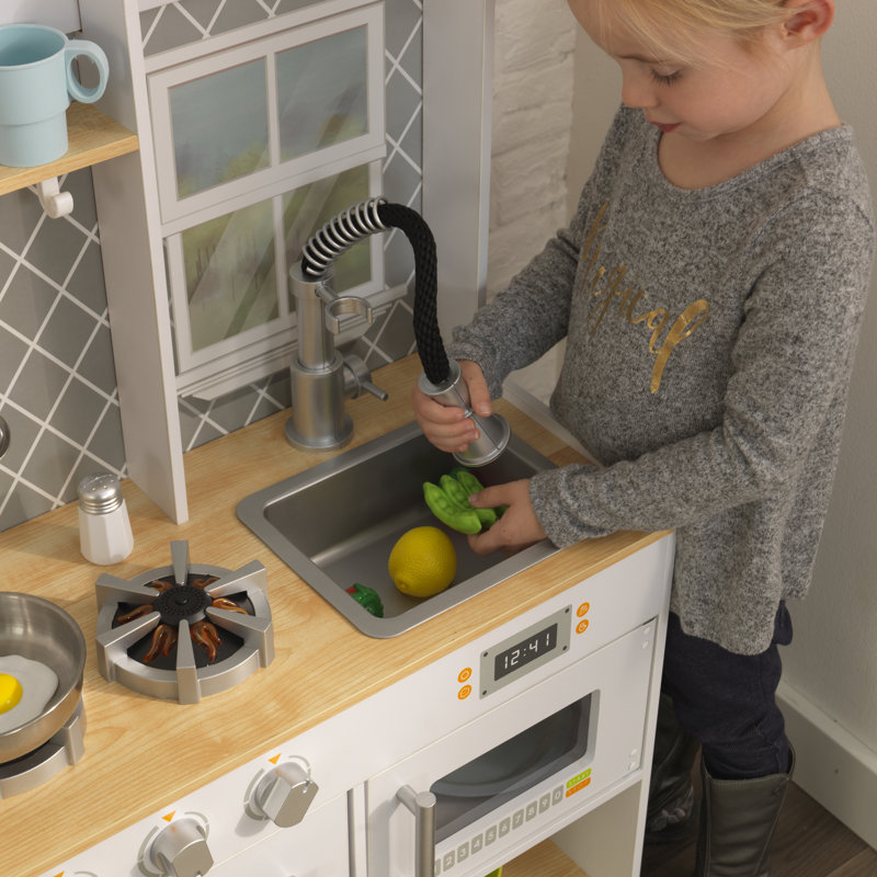 Let's Cook Wooden Play Kitchen With Lights & Sounds And Pull-down Faucet