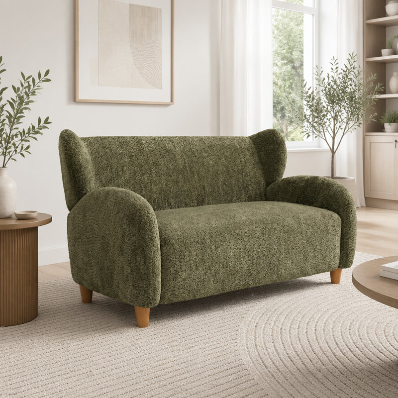 Causeuse en tissu 58 po, Vert olive