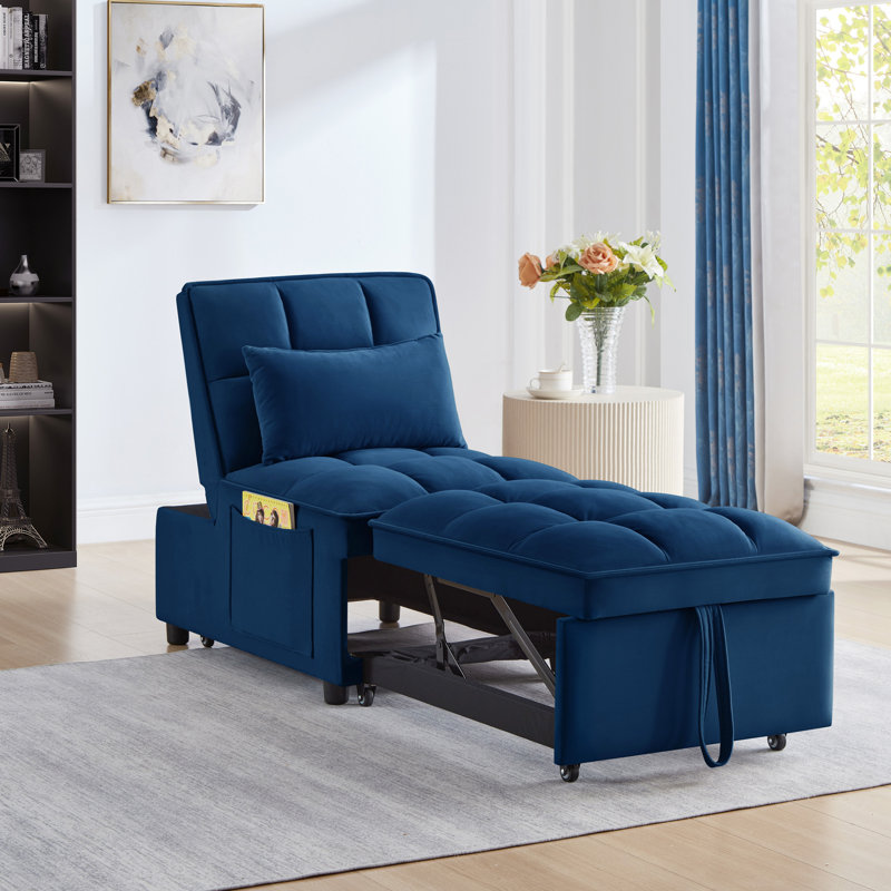 Lit multifonctionnel 4 en 1, bleu marine. Deux réglables. Chaise confortable. Gain de place. Velours haut. Cadre. Conception coulissante sans effort. Dormez. Fabrication. Saver. Simple