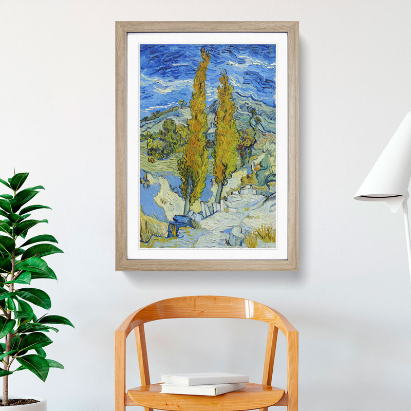 The Poplar Trees by Vincent Van Gogh - Picture Frame Painting, Oak Framed, 48cm H x 36cm W x 2cm D