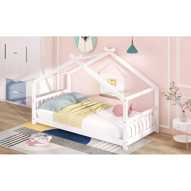 Lit simple en bois, Twin, Blanc