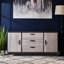 Multi Function Storage Cabinet In Grey - Two Cabinets And Three Drawers Oak With Hairpin Legs 15.91"d X 29.39"h 60.5"w