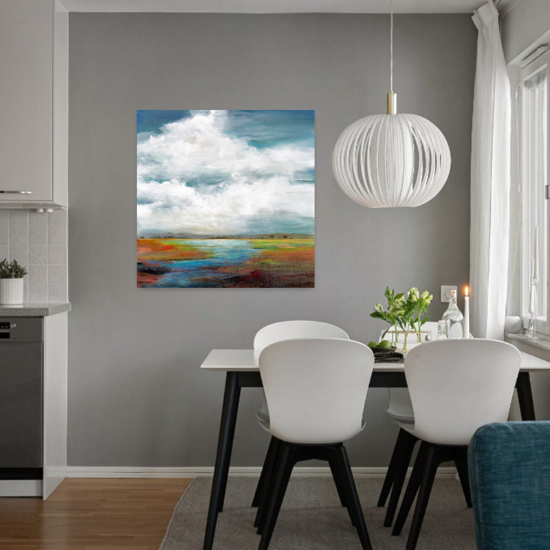 "Can’T Resist Variation", art abstrait de paysage côtier, H 32 po x l 32 po