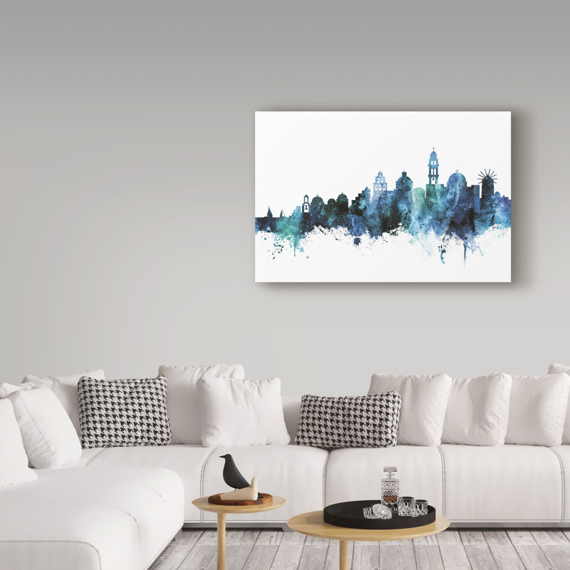 « santorini blue blue horizon », reproduction d’impression sur toile tendue, H 16 po x l 24 po x P 2 po