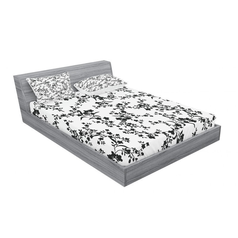 Microfiber Sheet Set, Full/Double Sheet Set +Fitted Sheet +2 Pillowcases, Blooms Branches