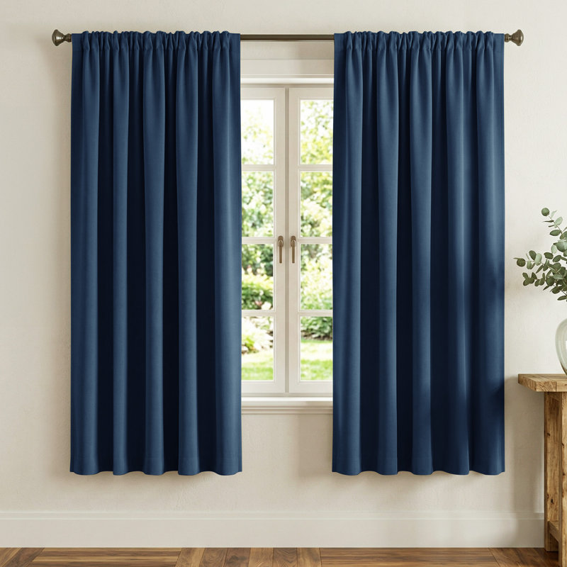 Blackout Curtains for Living Room Thermal Insulation Room Darkening Rod Pocket Drapes, 2 Panels, 52" W x 72" L, Moroccan Blue