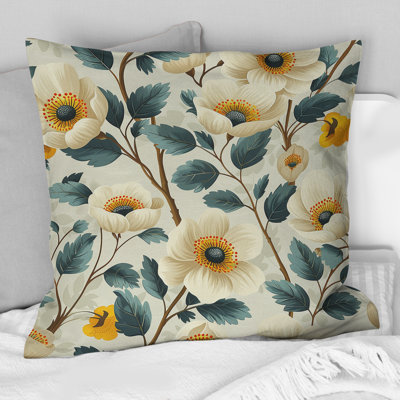 Coussin Beige Green Retro Floral II - Retro Floral