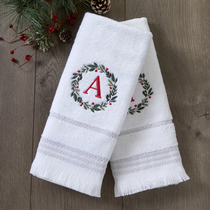 WREATH MONOGRAM A EMB HAND-WHT
