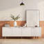 Meuble télé moderne cannelé Viremont 68,9 po pour téléviseurs de plus de 55 pouces | Meuble multimédia en bois avec 4 portes de rangement et pieds dorés | Console multimédia idéale pour le salon, l'appartement ou le bureau-2075351727
