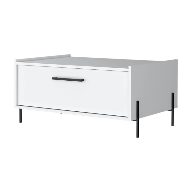 Table basse avec porte rabattable, Blanc