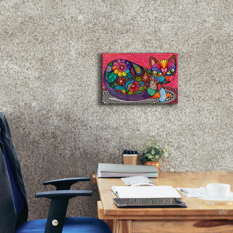 «Flower Cat» par Hello Angel, art mural sur toile, H 12 po x l 18 po x P 0,75 po