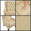 Fauteuil à oreilles beige en peluche avec dossier capitonné et pieds en bois massif - l 30 po x P 31,5 po x H 38,5 po-178520680-178520682