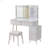 Modern Makeup Vanity Desk Set With Stool, Led Lights & Mirror, 4 Drawers, Unique Fluted Waveform Panels And Open Shelves-972246369
