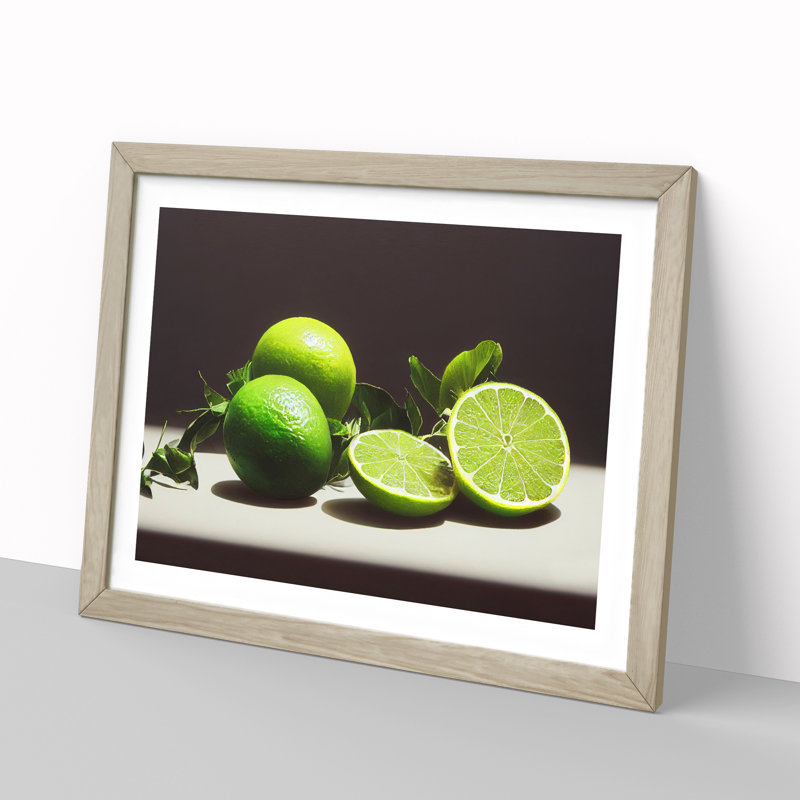 Sliced Lime Fruit - Framed Print, 46cm H x 64cm W x 2cm D, Oak