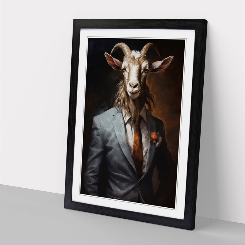 Goat in a Suit Painting No.3 - Framed Print, Black, 34cm H x 25cm W x 2cm D