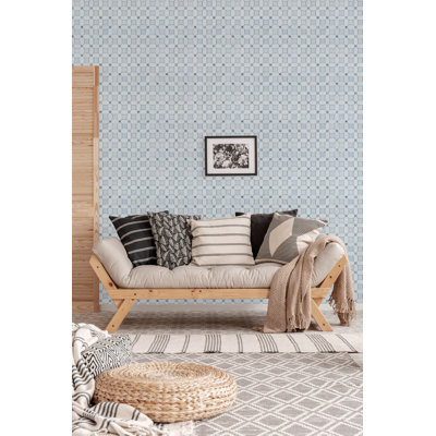 Thassos White, Blue Celeste & Ming Green Geometric Polished Marble Mosaic Wall & Floor Tile