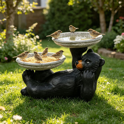 Outdoors Garden Concrete Bird Bath and Feeder Bowl Pedestal for Outside, Garden, Patio, Lawn, Yard  decoration
