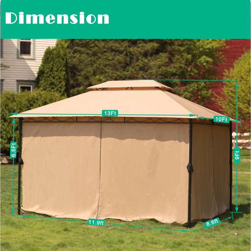 Tan 12-ft x 10-ft Steel Patio Gazebo with Polyester Roof