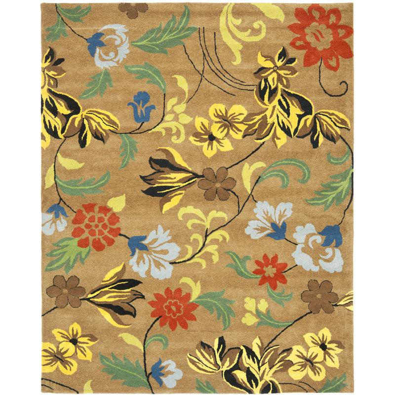 Soho Hand Tufted Wool And Viscose Floral Rug, Rectangle 2' x 3'
