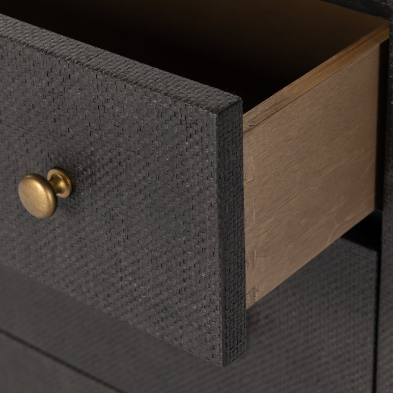 Fiona 6 Drawer Dresser - Black Raffia, Black