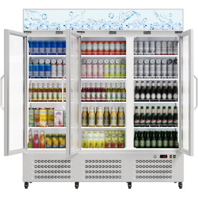Commercial Beverage Refrigerator, 38.9 Cu.Ft. 3 Glass Door Display Refrigerator with 360° Circulation Cooling, Frost-Free, Soft LED Light, Adjustable Shelves Beverage Refrigerator Cooler