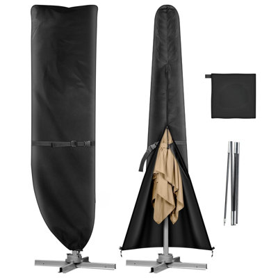 Patio Umbrella Covers For 9'-13'Cantilever Umbrella, Upgrade 500D Heavy Duty Outdoor Umbrellas Covers With Support Pole And Straps