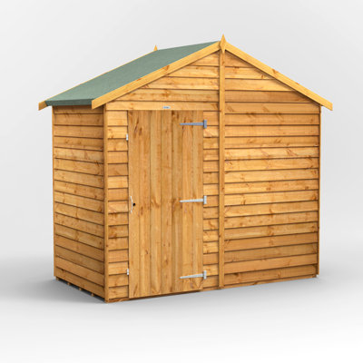 Powersheds 4 x 8ft Timber Overlap Windowless Garden Shed, Double Doors